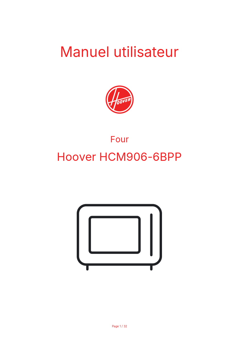 Page n°1 - Manuel utilisateur Hoover HCM906-6BPP