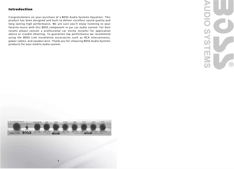 Page n°1 - Manuel utilisateur Boss AVA1210