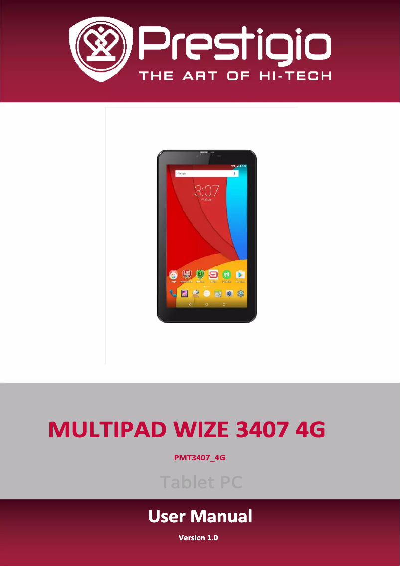Page n°1 - Manuel utilisateur Prestigio MultiPad Wize 3407 4G