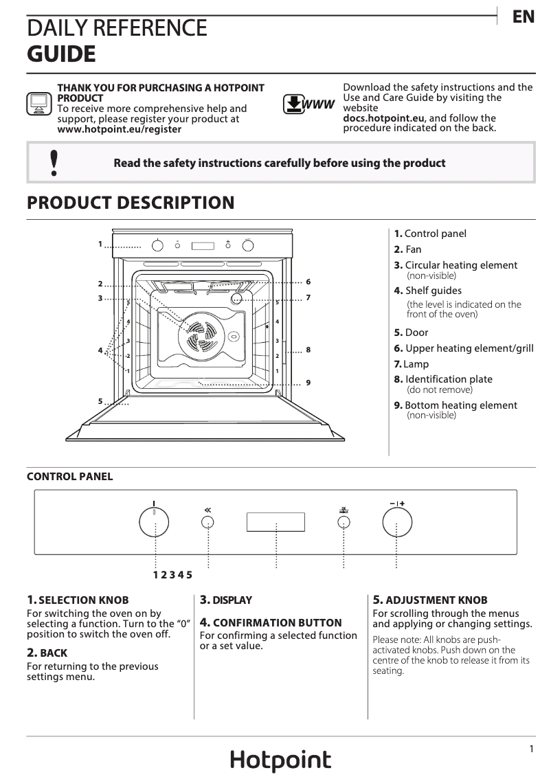 Page n°1 - Manuel utilisateur Hotpoint SI6 864 SH IX