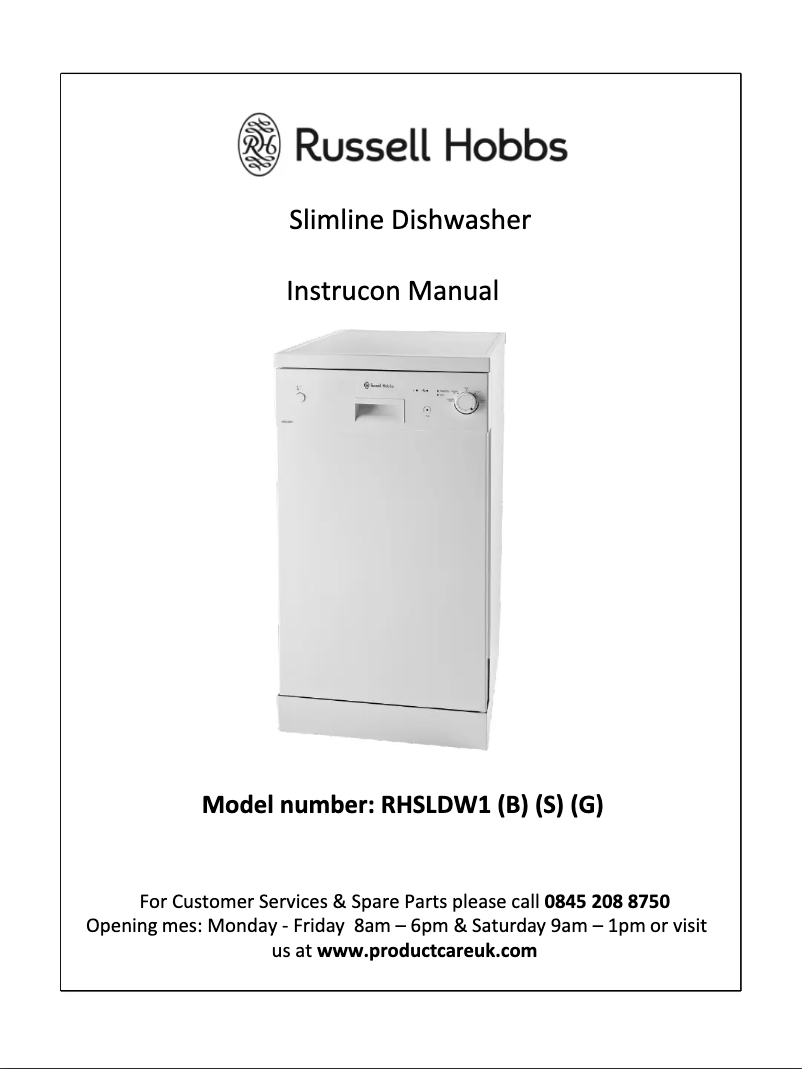Page 1 de la notice Manuel utilisateur Russell Hobbs RHSLDW1B