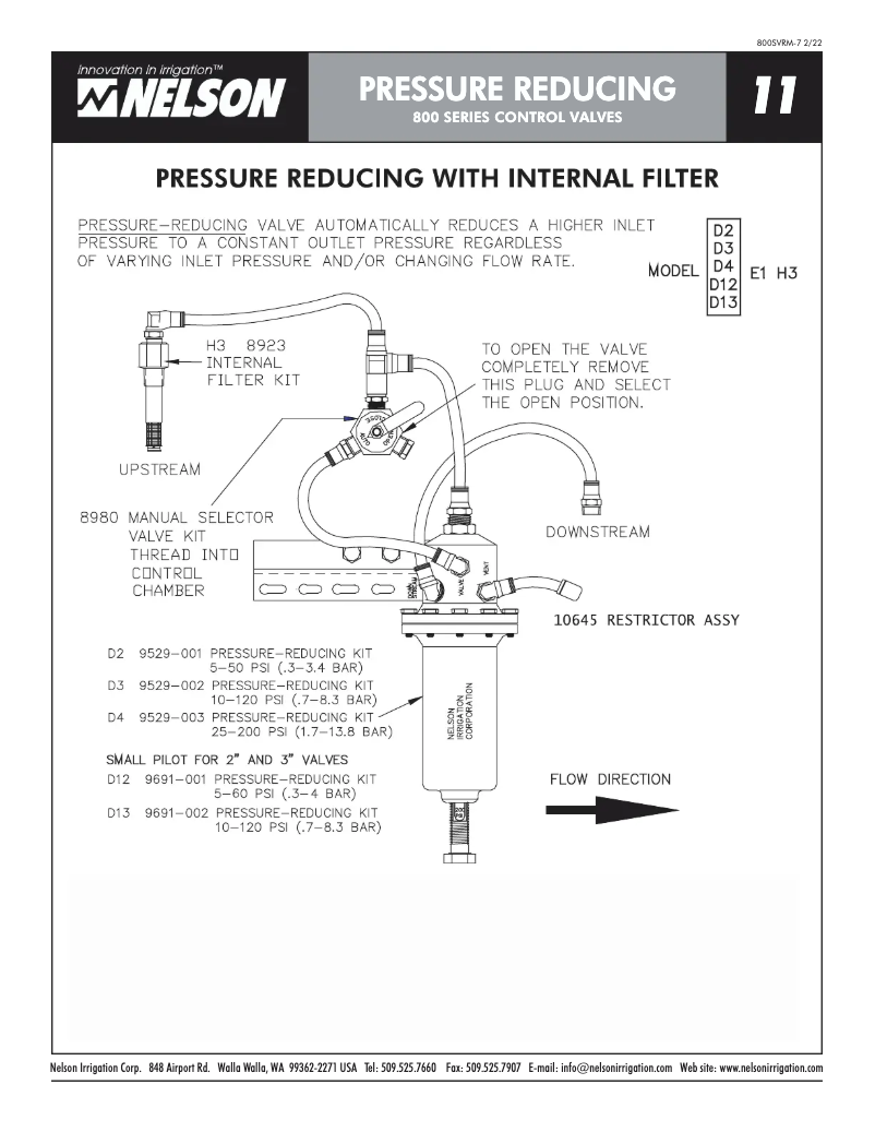 Page 1 de la notice Schéma de câblage Nelson 800 Series Pressure Reducing Valves