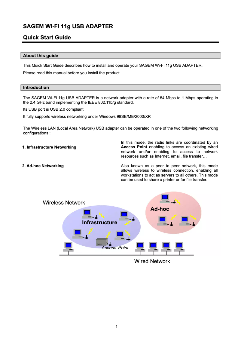 Page 1 de la notice Manuel utilisateur Sagem XG760N