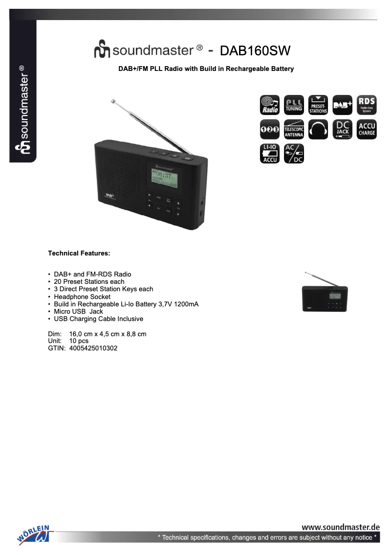 Image de la première page du manuel de l'appareil DAB160