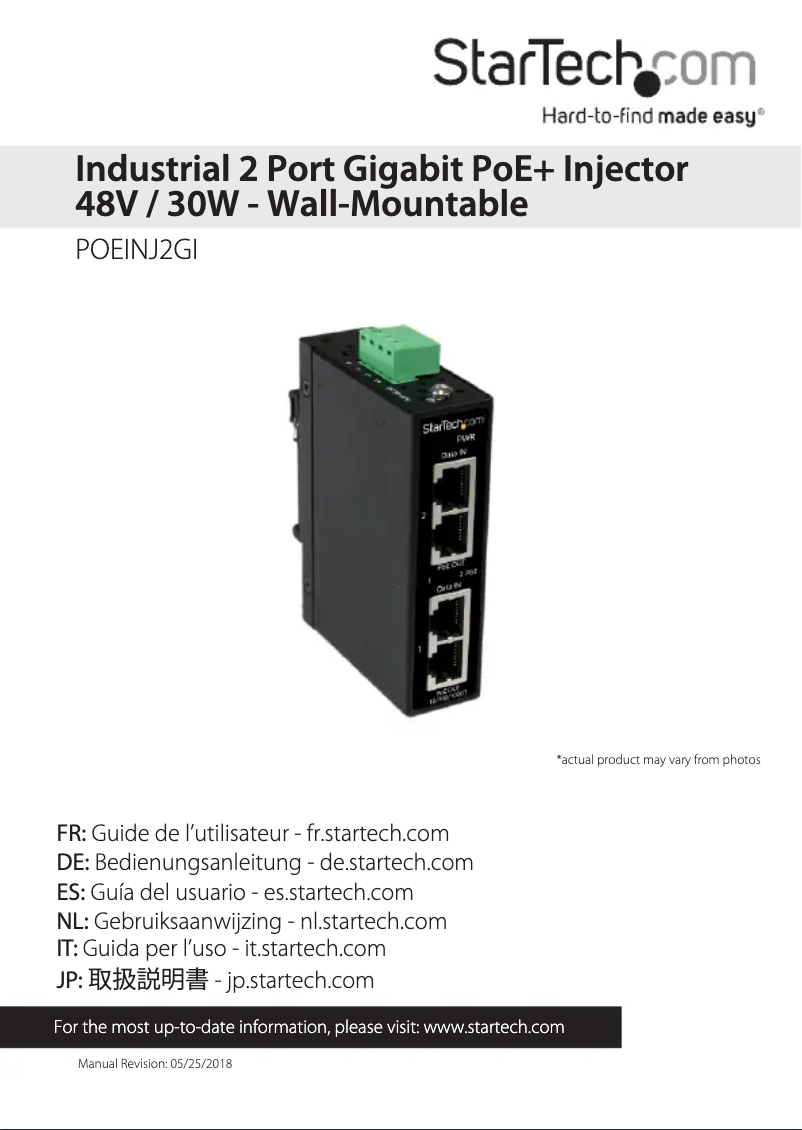 Image de la première page du manuel de l'appareil POEINJ2GI