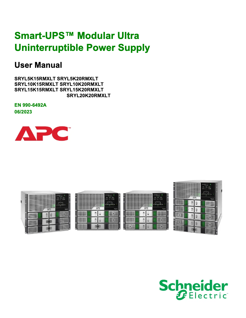 Page n°1 - Manuel utilisateur APC Smart-UPS Modular Ultra SRYL10K20RMXLT