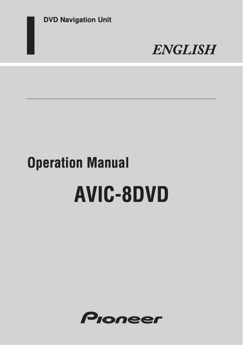 Page n°1 - Manuel utilisateur Pioneer AVIC-8DVD