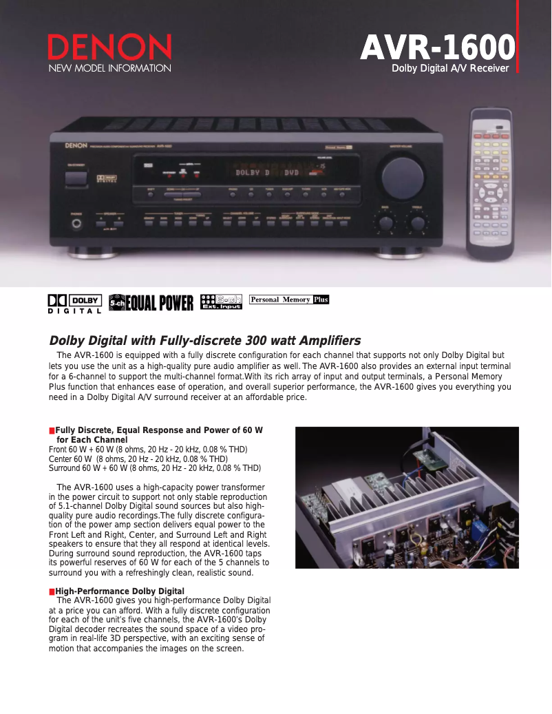 Image de la première page du manuel de l'appareil AVR-1600