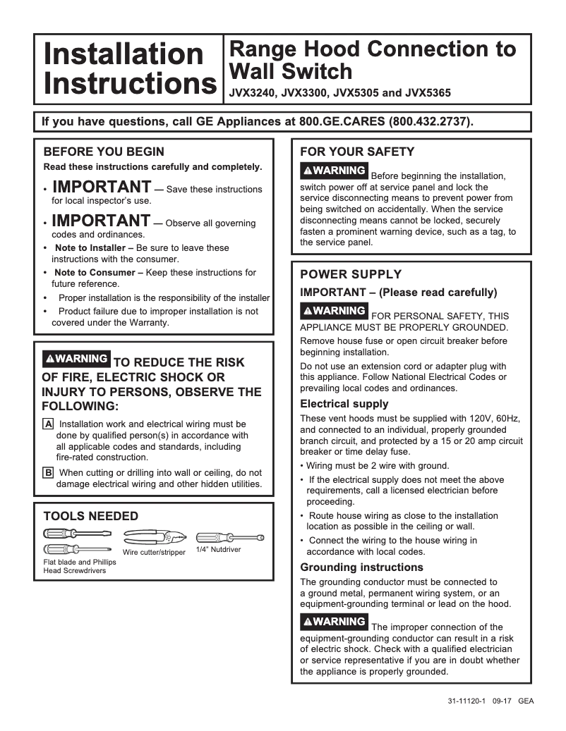 Page 1 de la notice Manuel utilisateur GE JVX5365SJSS