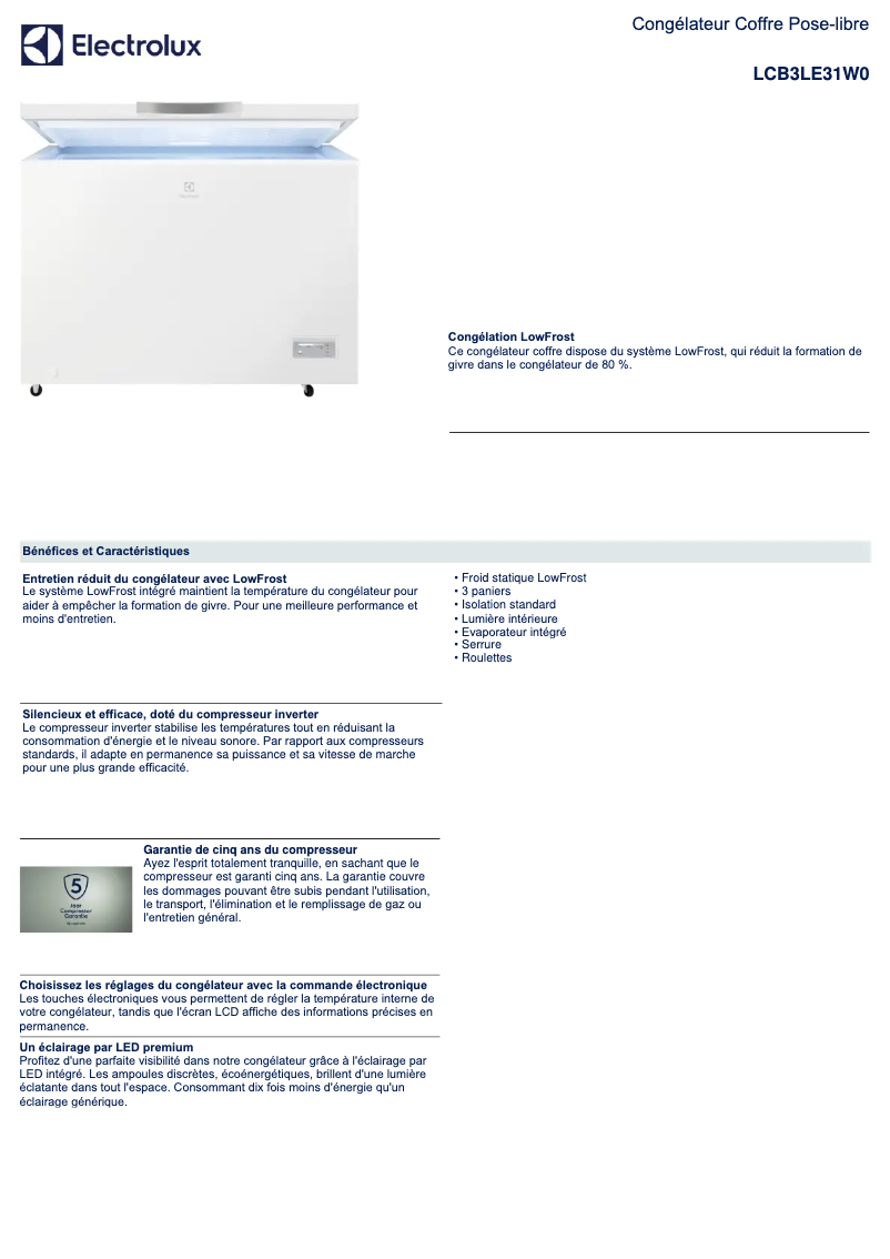 Image de la première page du manuel de l'appareil LCB3LE31W0