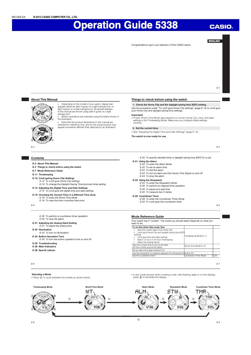 Image de la première page du manuel de l'appareil Baby-G BA-110RG-4AER