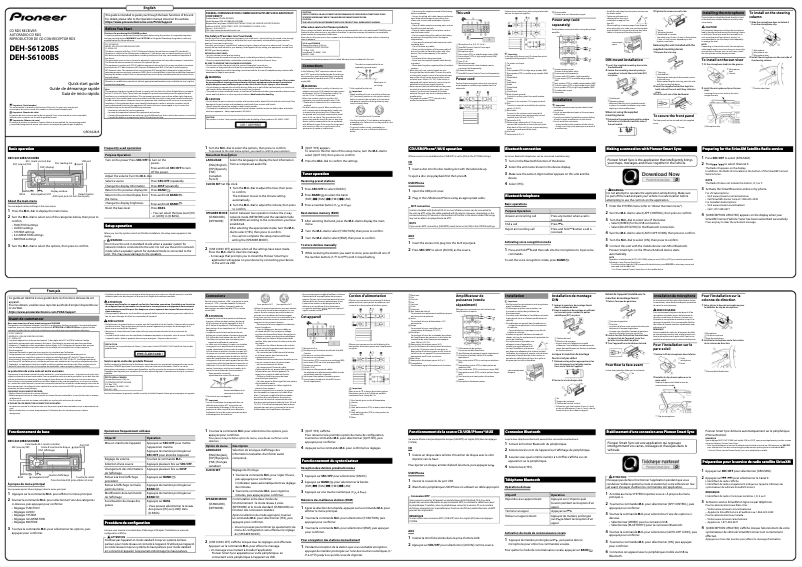 Page n°1 - Guide de démarrage rapide Pioneer DEH-S6120BS