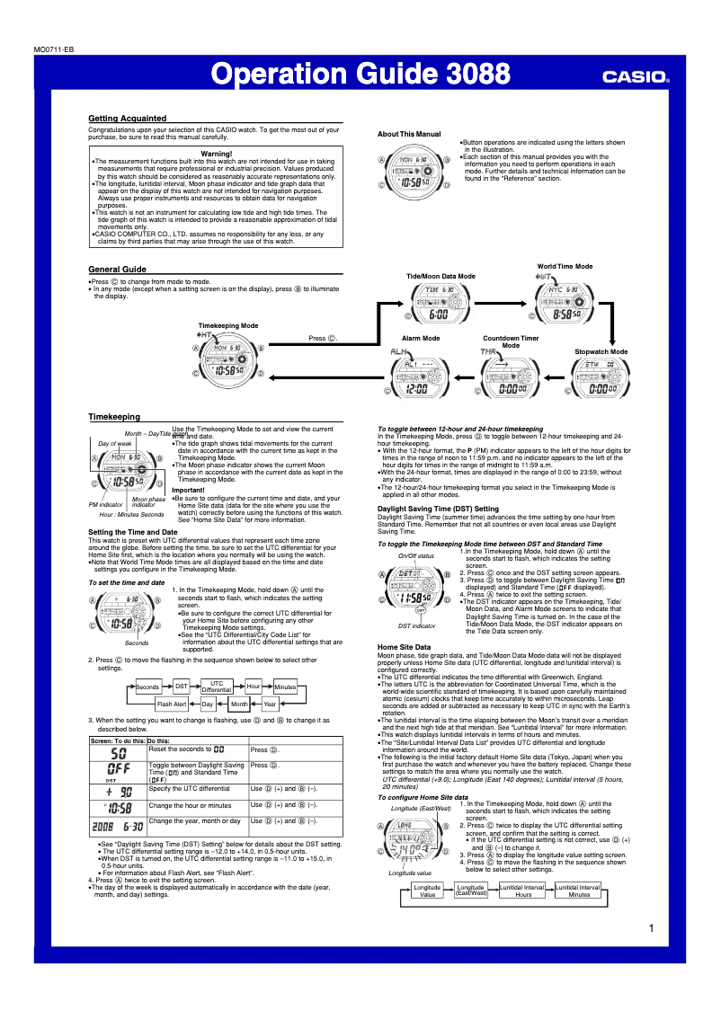 Image de la première page du manuel de l'appareil G-Shock GW-9110