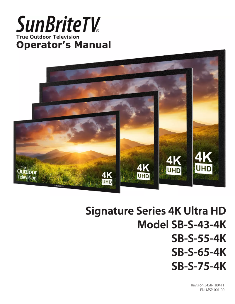 Page 1 de la notice Manuel utilisateur SunBriteTV Signature 2