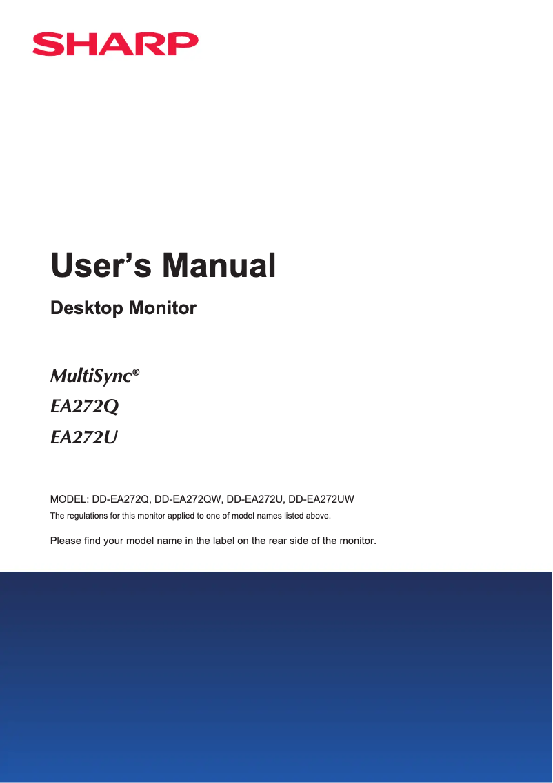 Page n°1 - Manuel utilisateur Sharp MultiSync EA272U
