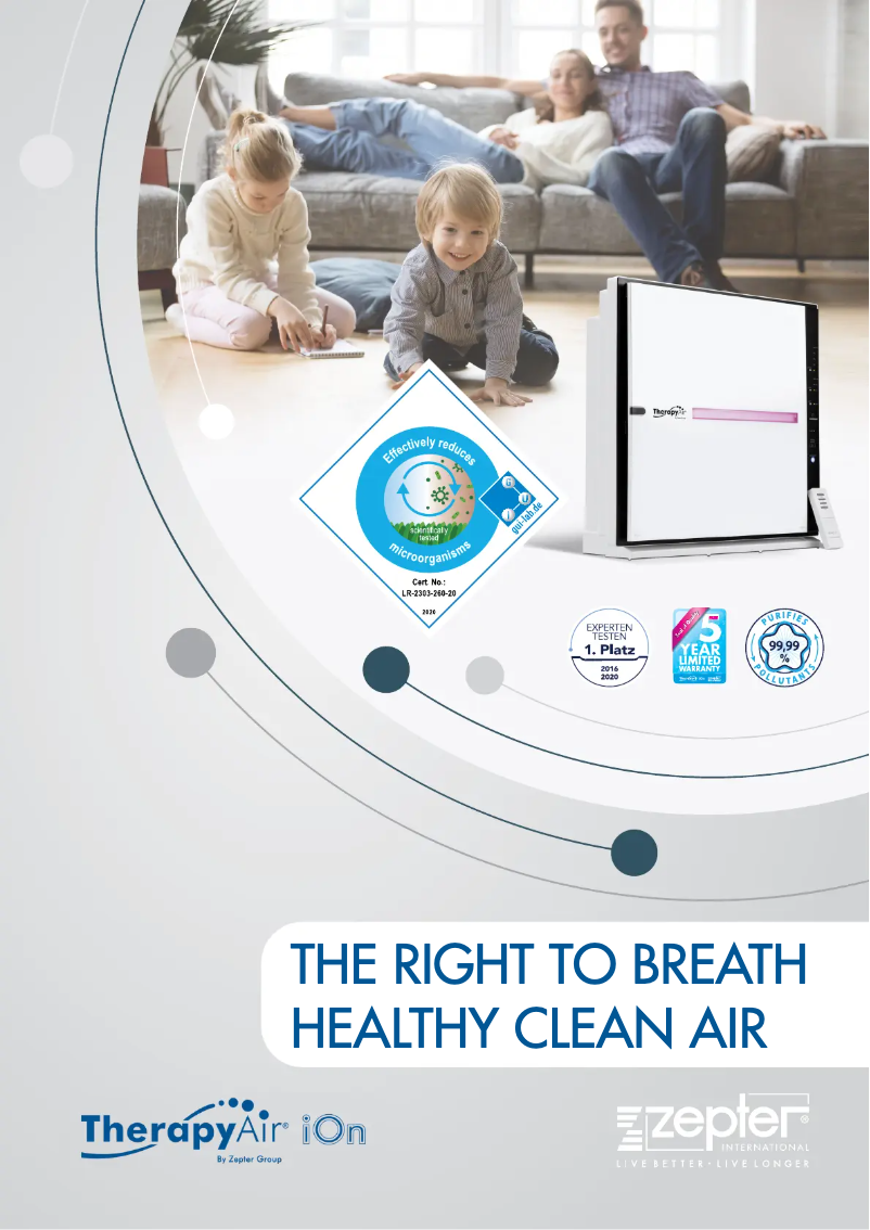 Page 1 de la notice Brochure Zepter Therapy Air ION PWC-570