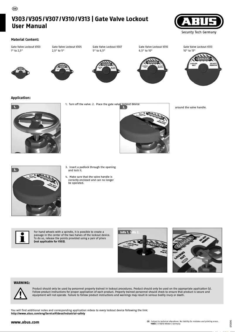 Page 1 de la notice Manuel utilisateur Abus V303