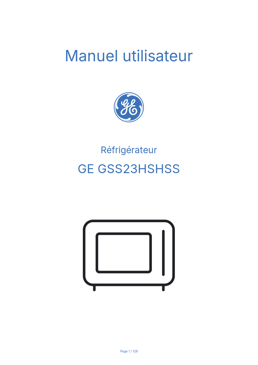 Page n°1 - Manuel utilisateur GE GSS23HSHSS