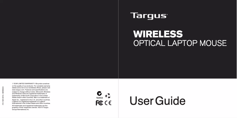 Page n°1 - Manuel utilisateur Targus AMW56US