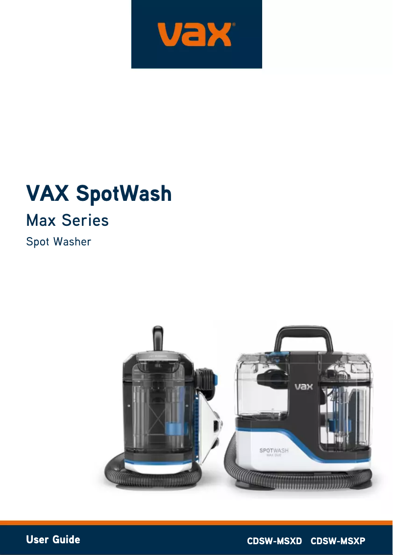 Image de la première page du manuel de l'appareil SpotWash Max CDSW-MSXD