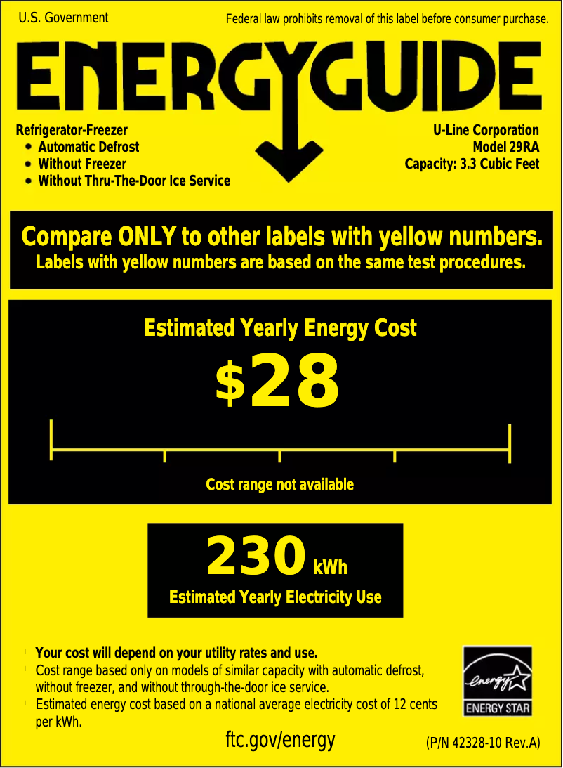 Page n°1 - Label énergétique U-Line U-29RB-00A
