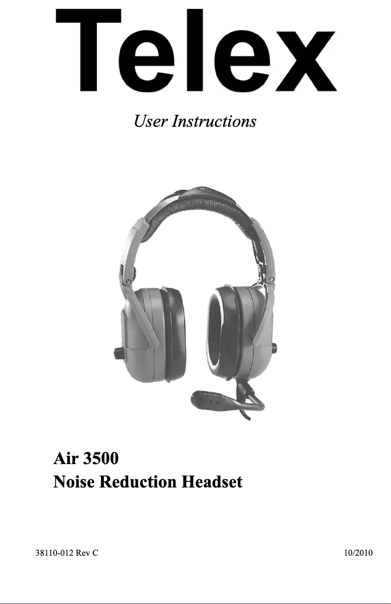 Page 1 de la notice Manuel utilisateur Telex Air 3500