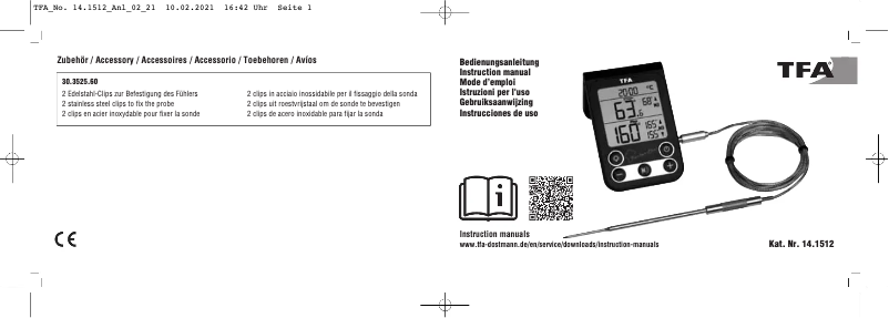 Page n°1 - Manuel utilisateur TFA Küchen-Chef 14.1512.01