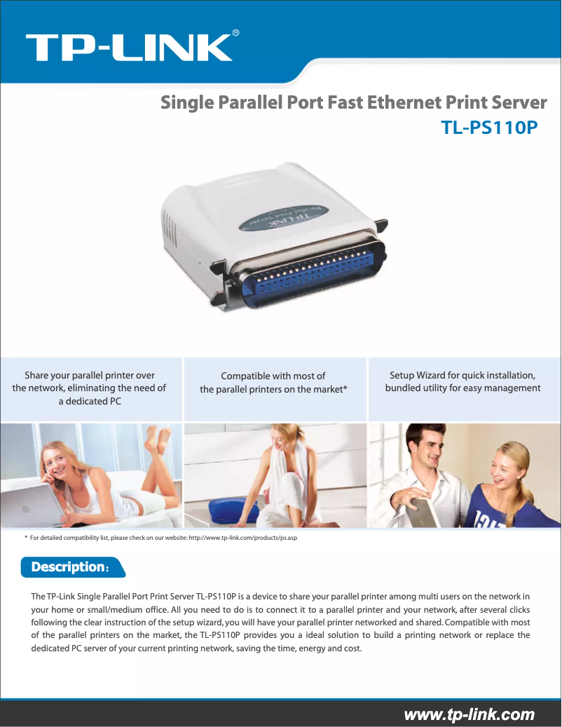 Page 1 de la notice Fiche technique TP-Link TL-PS110P