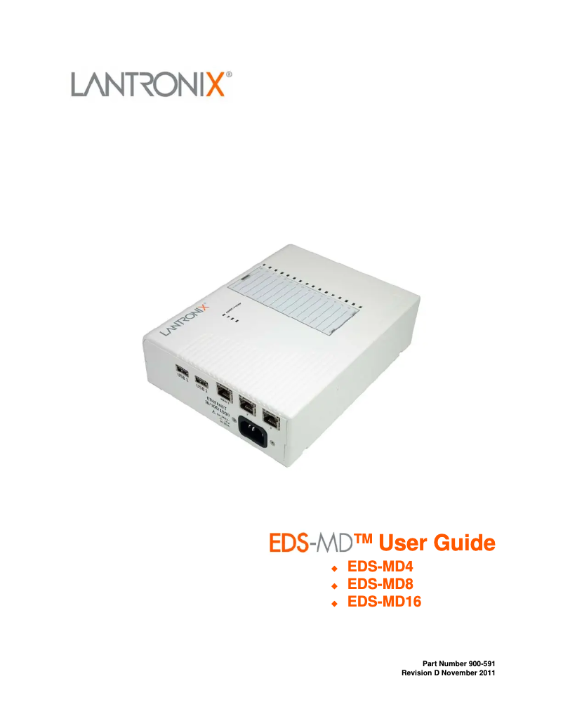 Page n°1 - Manuel utilisateur Lantronix EDS-MD4