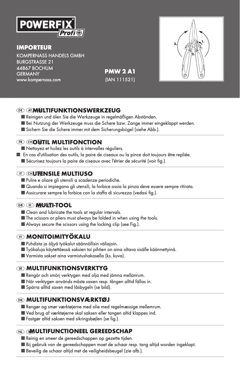 Image de la première page du manuel de l'appareil PMW 2 B1