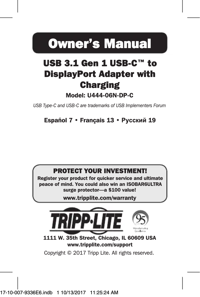 Page n°1 - Manuel utilisateur Tripp Lite U444-06N-DP-C