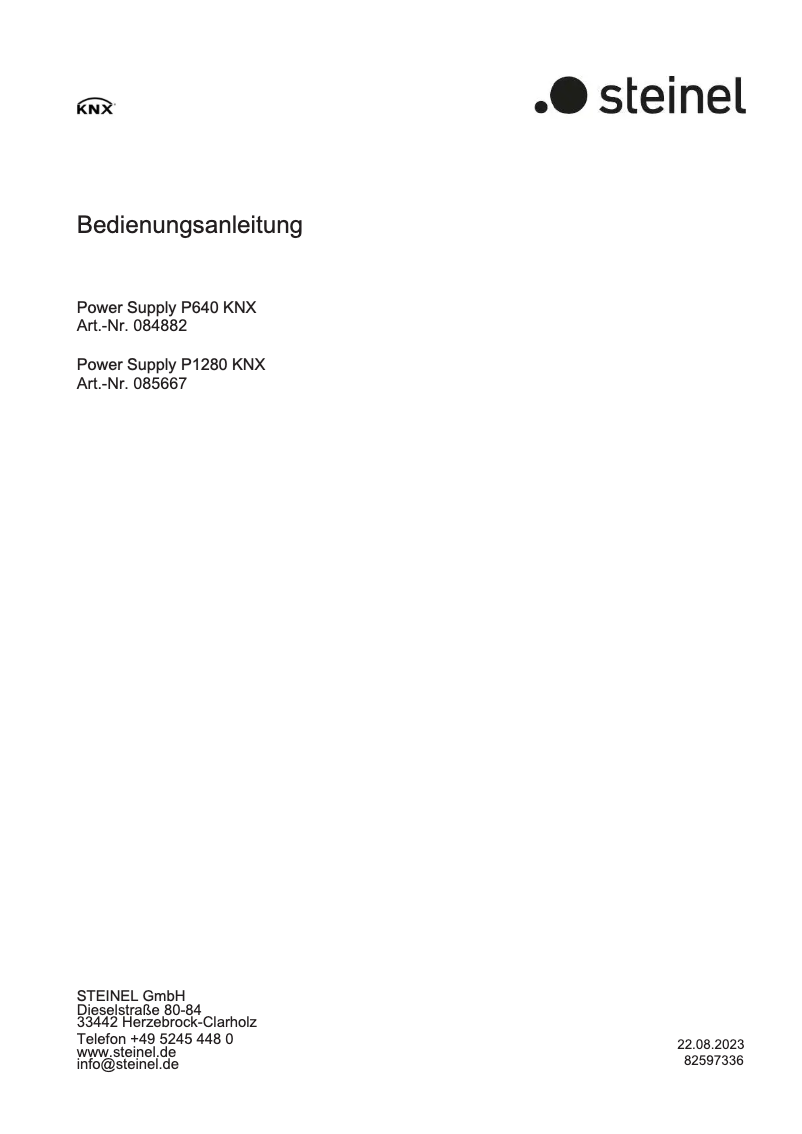 Page 1 de la notice Manuel utilisateur Steinel P1280 KNX