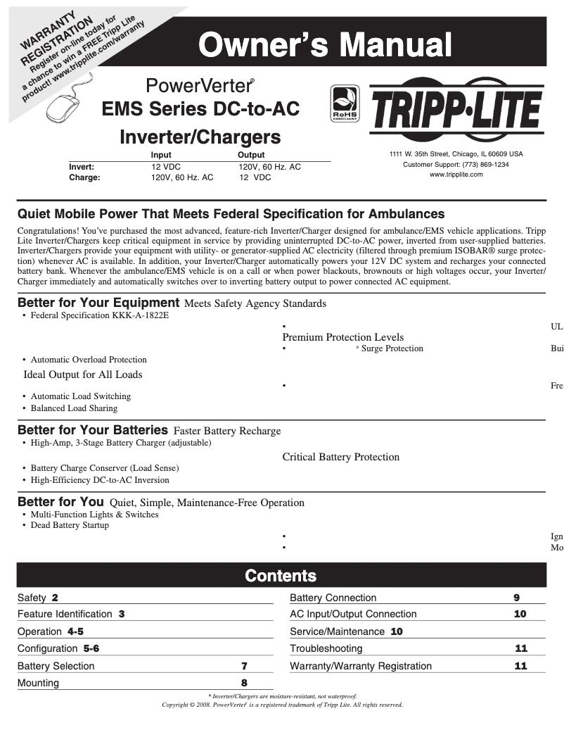 Page 1 de la notice Manuel utilisateur Tripp Lite EMS1250UL