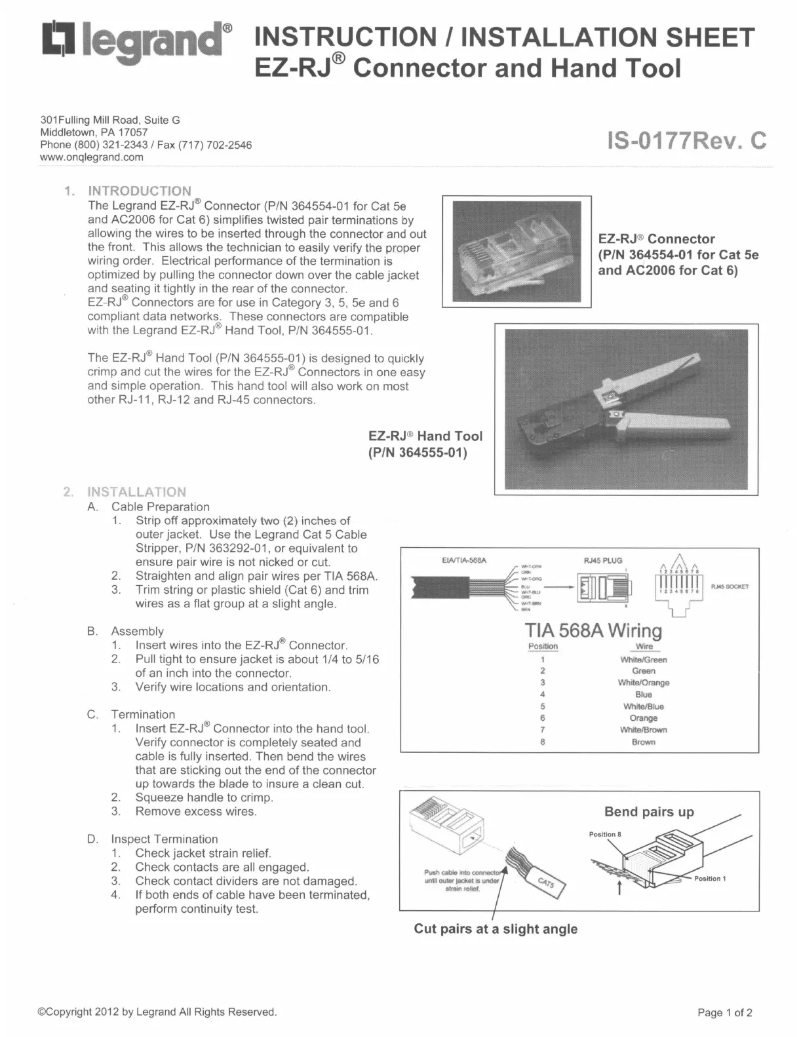 Page 1 de la notice Mode d'emploi On-Q EZ-RJ