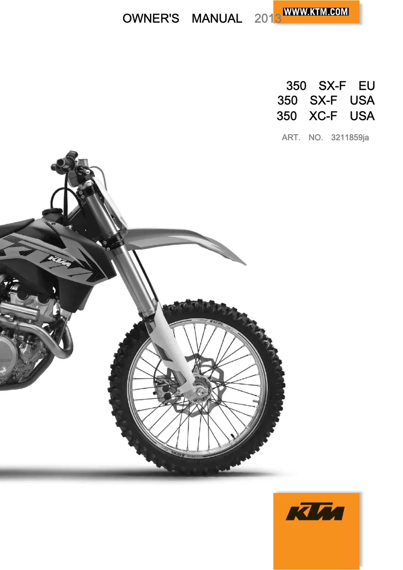 Page n°1 - Manuel utilisateur KTM 350 XC-F (2013)
