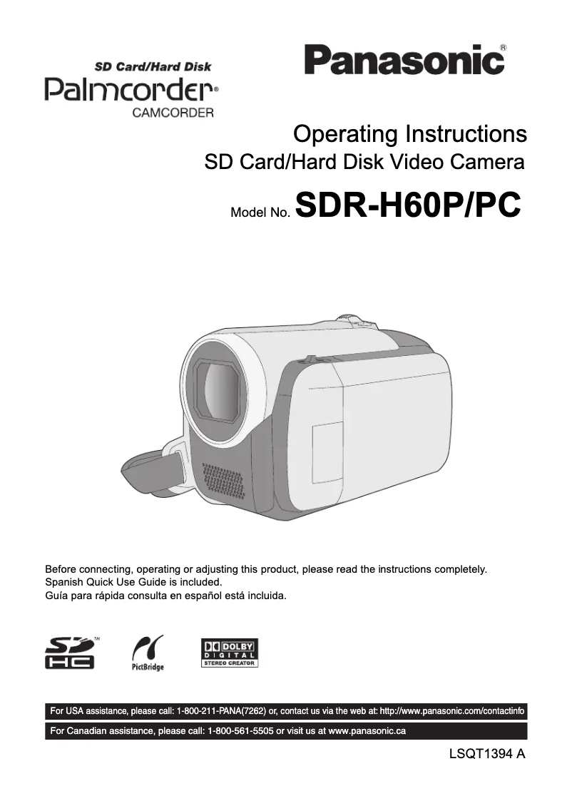 Page n°1 - Manuel utilisateur Panasonic SDR-H60P