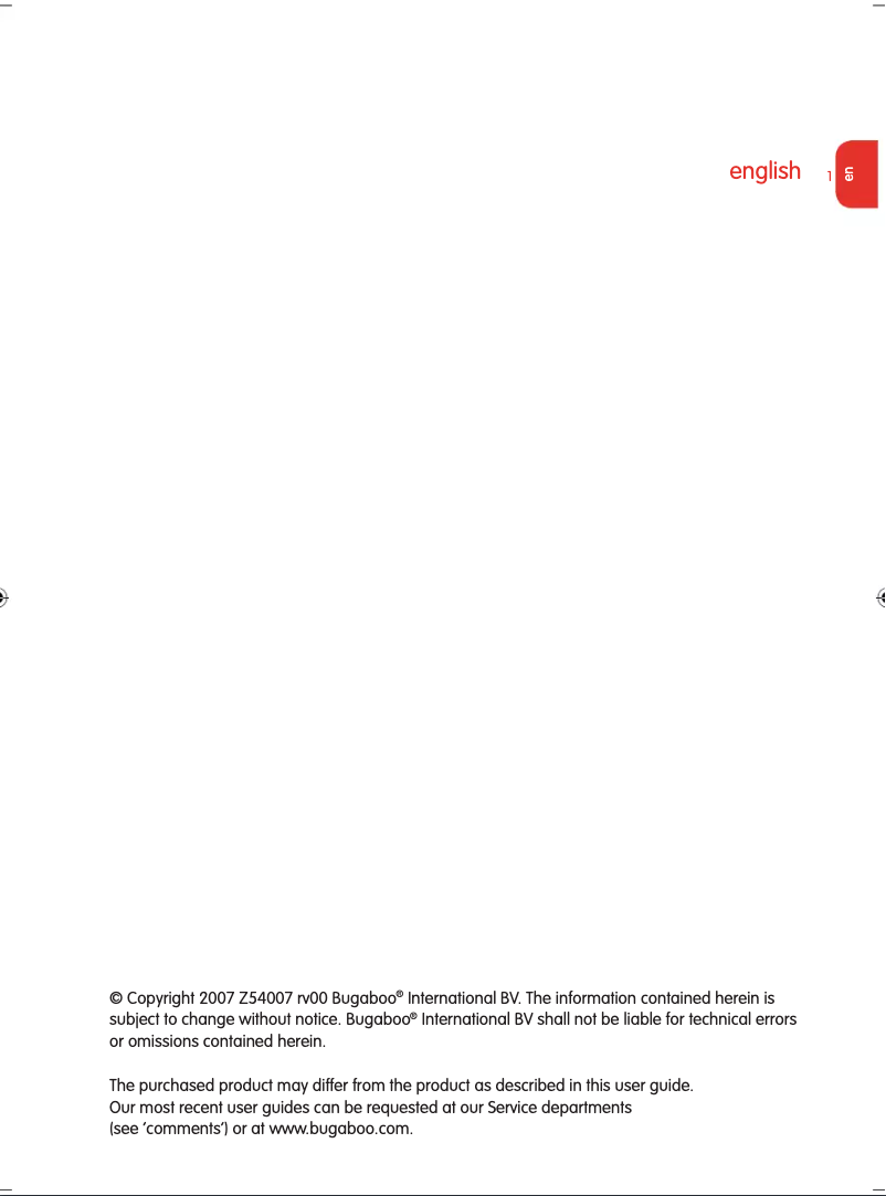 Page 1 de la notice Manuel utilisateur Bugaboo Cameleon