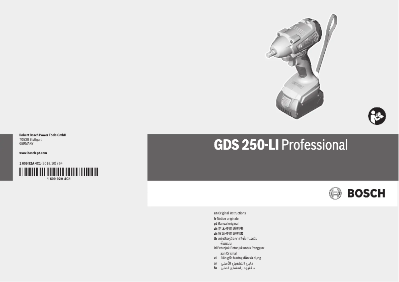 Image de la première page du manuel de l'appareil GDS 250-LI Professional