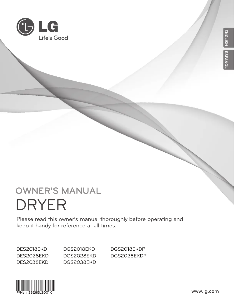 Page n°1 - Manuel utilisateur LG DES2018EKD
