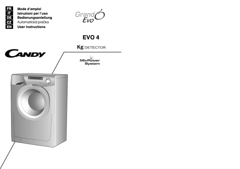 Page 1 de la notice Manuel utilisateur Candy EVO4 1273DW-UK