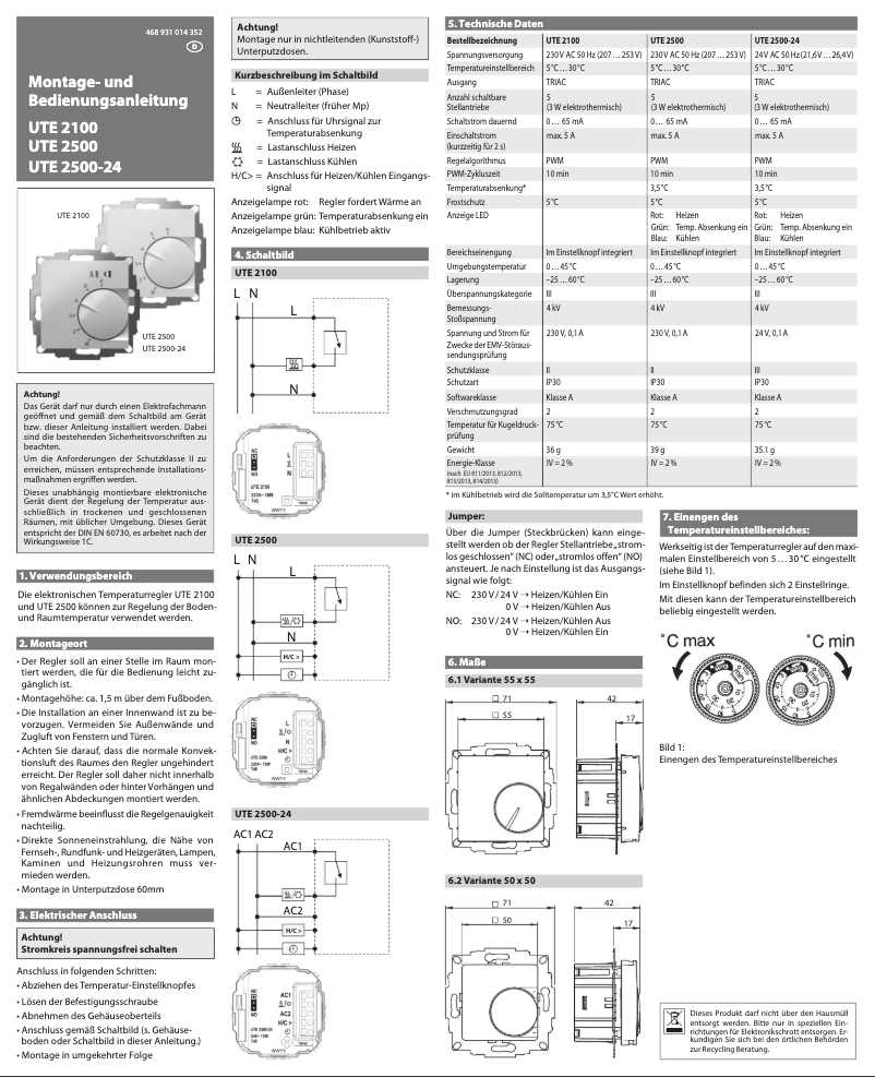 Image de la première page du manuel de l'appareil UTE 2100