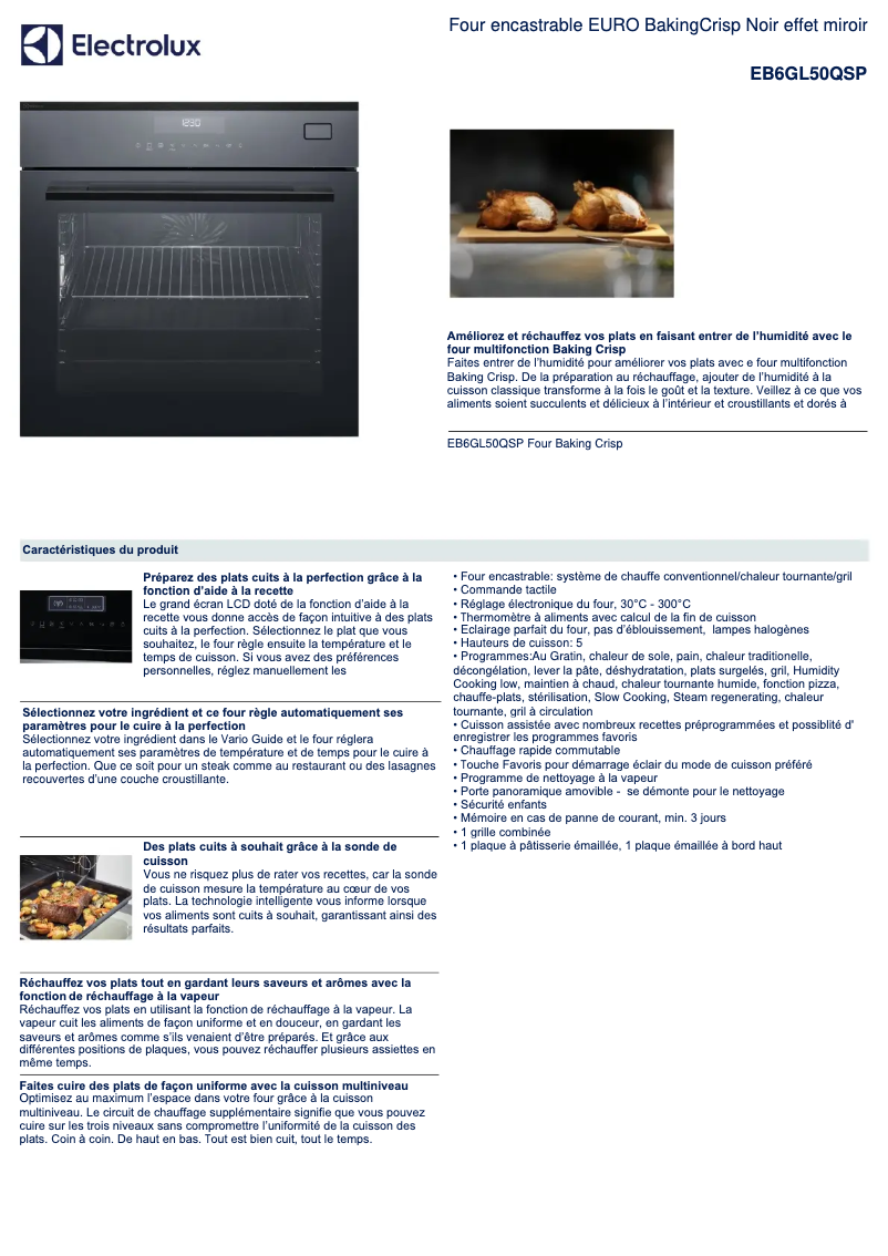 Page n°1 - Fiche technique Electrolux EB6GL50QSP