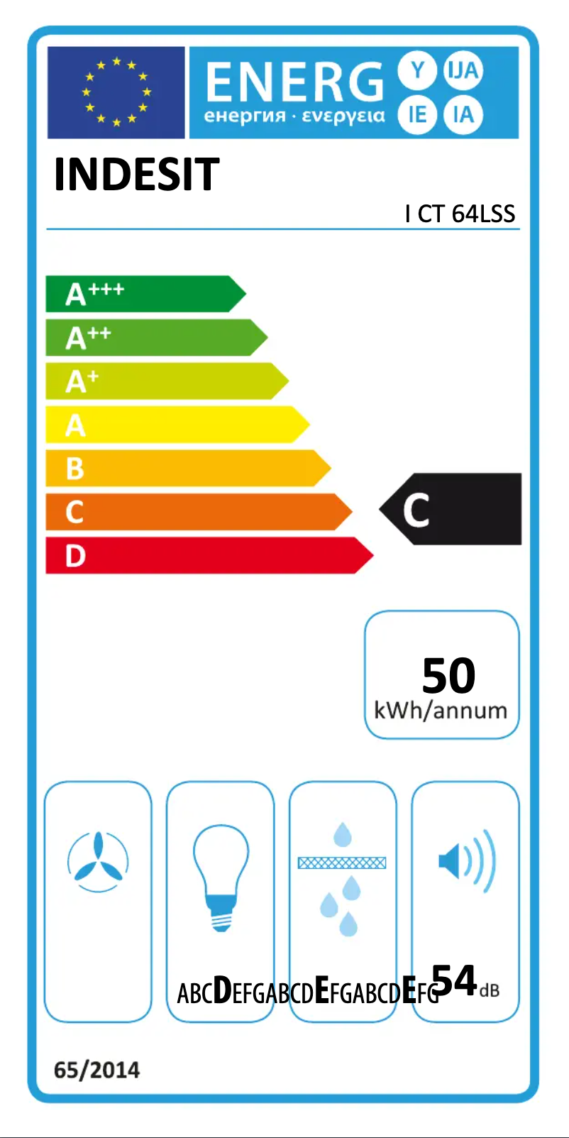 Page n°1 - Label énergétique Indesit I CT 64LSS