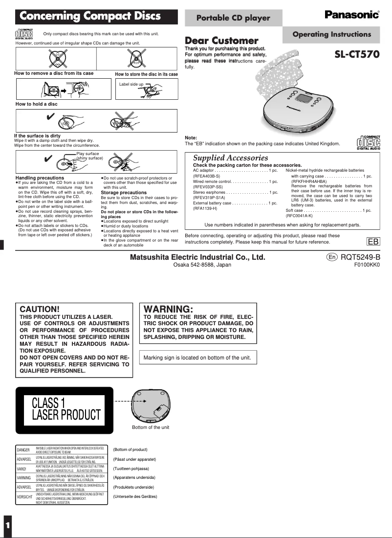 Página 1 del manual Manual de usuario Panasonic SL-CT570