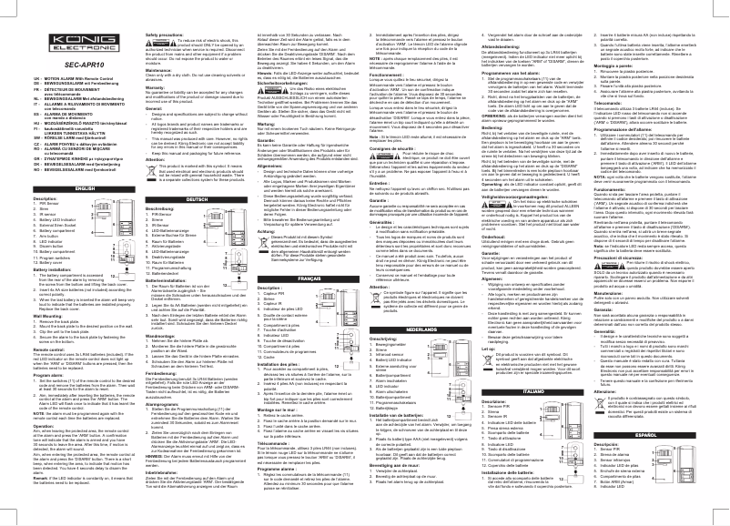 Página 1 del manual Manual de usuario Konig SEC-APR10