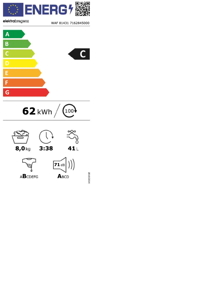 Page 1 de la notice Manuel utilisateur Elektra Bregenz WAF 81431