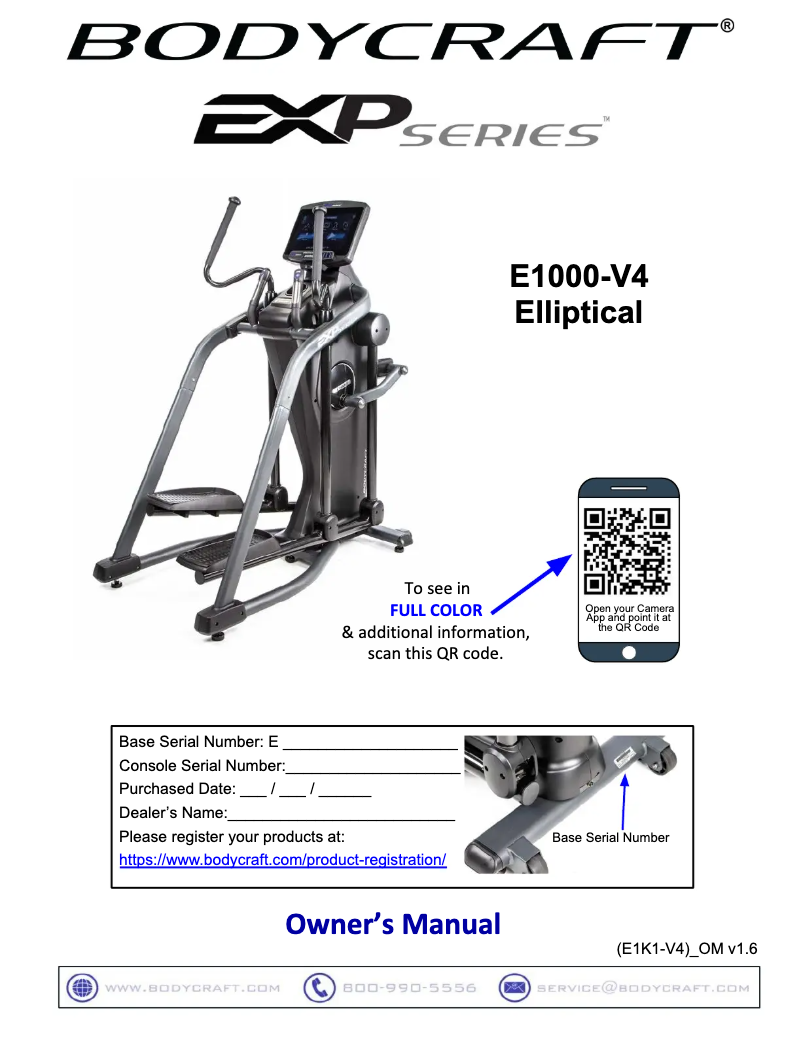 Page 1 de la notice Manuel utilisateur BodyCraft E1000