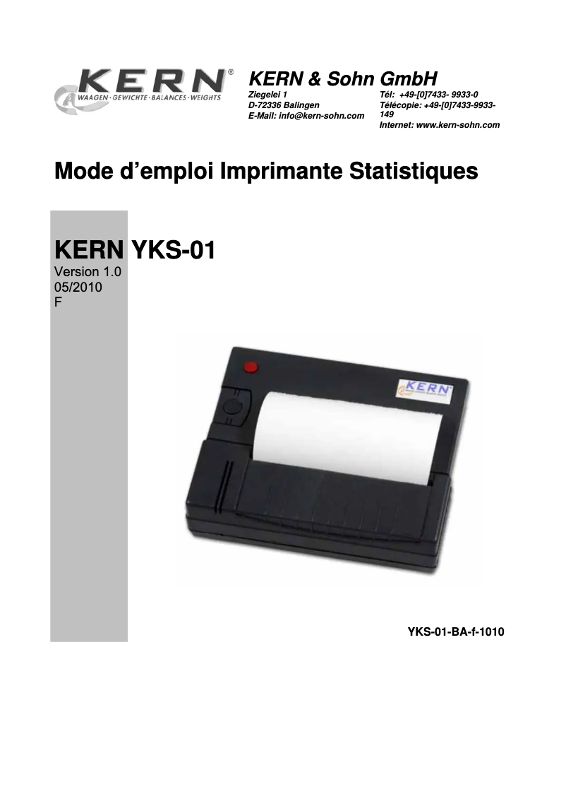 Image de la première page du manuel de l'appareil YKS-01