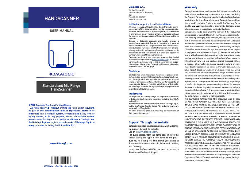 Page n°1 - Manuel utilisateur Datalogic MC-10HS7500
