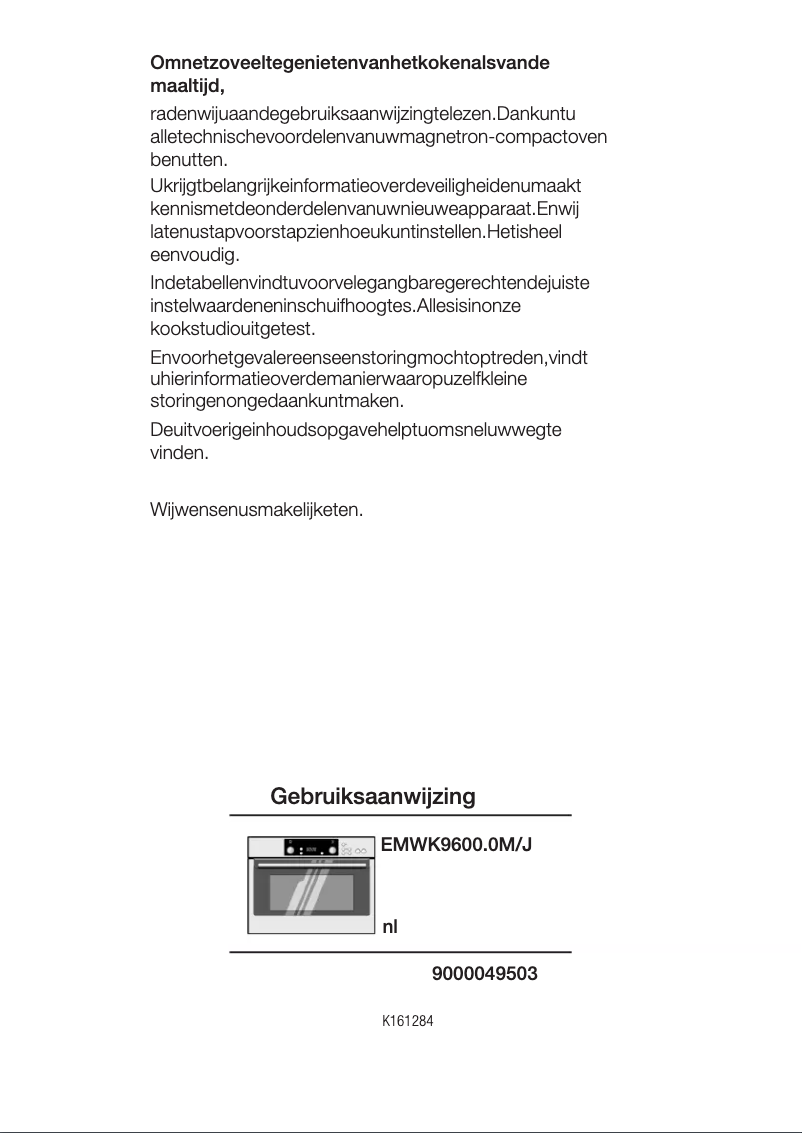 Page n°1 - Manuel utilisateur Küppersbusch EMWK 9600.0
